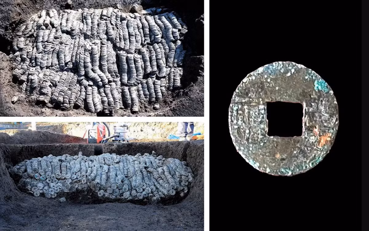 Trong đó, có Ban Liang - đồng tiền lâu đời nhất có nguồn gốc từ Trung Quốc niên đại từ năm 175 Trước Công nguyên, và đồng tiền mới nhất có niên đại từ năm 1265 Sau Công nguyên. Ảnh: @Thành phố Maebashi.