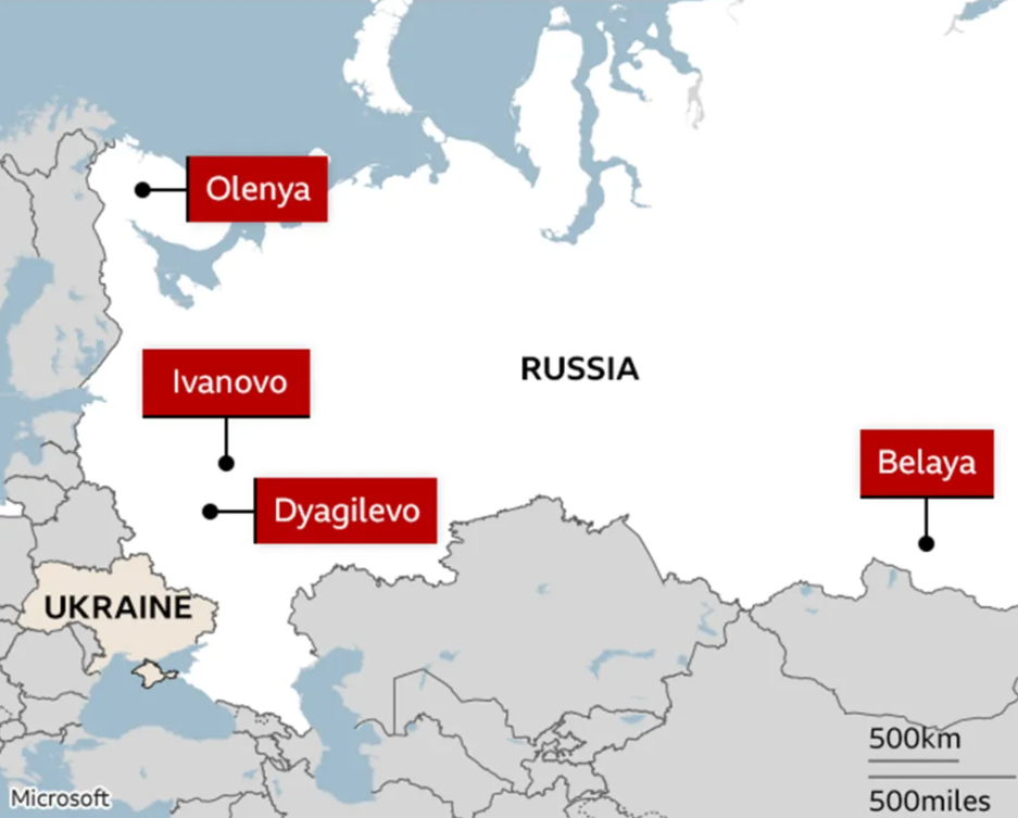 Cuộc tấn công bằng máy bay không người lái của Ukraine vào ngày 1/6 là một hoạt động được lên kế hoạch tỉ mỉ khiến lực lượng phòng thủ của Nga bất ngờ. Được các quan chức Ukraine gọi là "Chiến dịch Spiderweb" , cuộc tấn công này nhắm vào nhiều sân bay quân sự, bao gồm các sân bay ở Murmansk, Irkutsk, Ivanovo, Ryazan và Amur, một số sân bay nằm cách biên giới Ukraine hàng trăm km. Ảnh: @BBC.