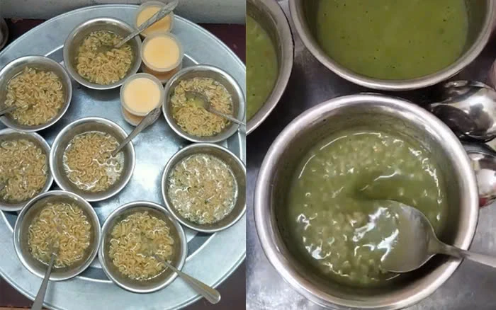 Lớp mầm non cho trẻ 1 tuổi ăn mì tôm, mặc dù thu 50.000 tiền ăn/ ngày