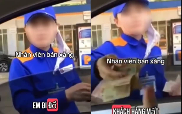 Clip nhân viên cây xăng phải tự mở nắp bình xăng gây tranh cãi
