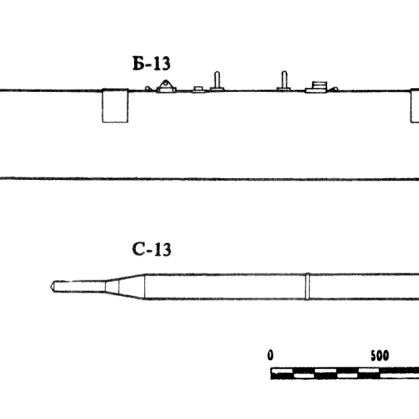 Tên lửa S-13 cơ bản có đầu đạn xuyên phá nặng 21 kg với 1,82 kg thuốc nổ, có thể xuyên qua 3 m đất và 1 m bê tông trước khi nổ. S-13T có đầu đạn xuyên phá kép với tổng trọng lượng 16,3 kg, có khả năng xuyên qua 6 m đất và 1 m bê tông. Đầu đạn nổ mảnh có trọng lượng 33-38 kg với 7-15,5 kg thuốc nổ. Đầu đạn nổ nhiệt áp cho S-13D/DF nặng 32-33 kg. Ảnh: Sơ đồ tên lửa S-13 (Nguồn: aviaru.rf).