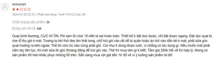 គណនី alokyej4g4 បានវាយតម្លៃផ្កាយ 2 សម្រាប់ផលិតផល។ Tài khoản alokyej4g4 đánh giá 2 sao cho sản phẩm.