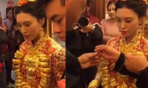 Lóa mắt đám cưới trĩu vàng của con gái đại gia Trung Quốc