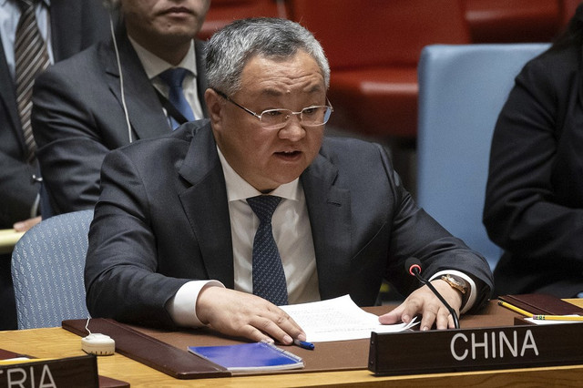 Đại sứ Trung Quốc tại Liên Hợp Quốc Phó Thông. Ảnh: CFP/CGTN. tq.png