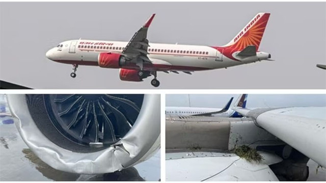 Chiếc máy bay của hãng Air India đã bị trượt khỏi đường băng. Ảnh: CDC. maybaty.jpg