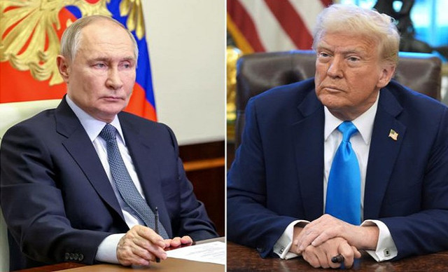 Tổng thống Nga Vladimir Putin (trái) và người đồng cấp Mỹ Donald Trump. Ảnh: TASS. untitled.png