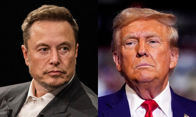 Tổng thống Mỹ Donald Trump (phải) và tỷ phú Elon Musk. Ảnh: Bloomberg. trump1.png