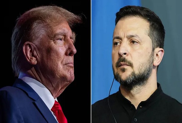Tổng thống Trump (trái) và nhà lãnh đạo Ukraine Zelensky. Ảnh: Getty. trump.png
