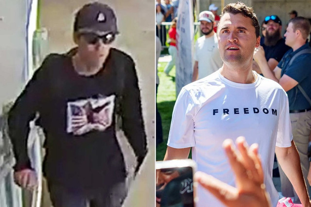 Nhà hoạt động Charlie Kirk (phải) và nghi phạm vụ ám sát. Ảnh: People. amsat.png