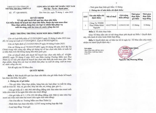 Quyết định số 47/QĐ-MNHTL phê duyệt kết quả lựa chọn nhà thầu. Nguồn: MSC qd.jpg