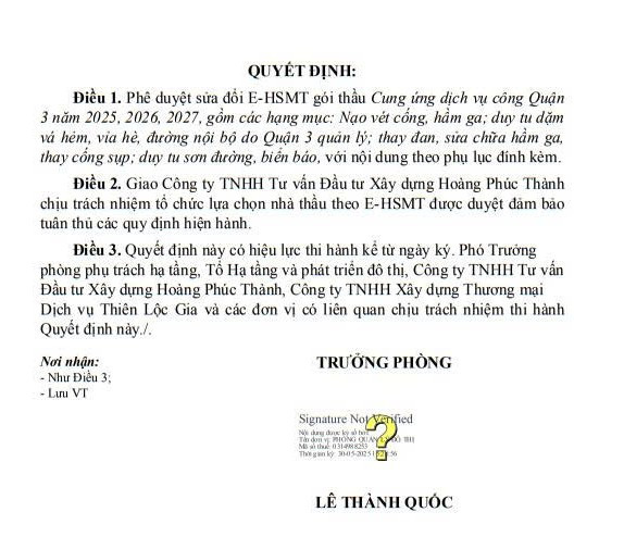 Quyết định phê duyệt E-HSMT. Nguồn: MSC q32.jpg