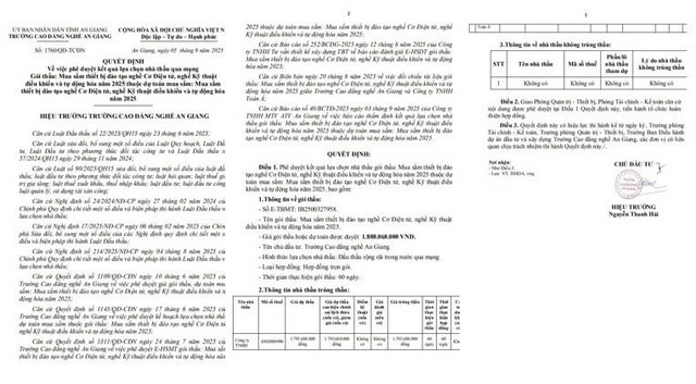 Quyết định số 1760/QĐ-TCĐN, phê duyệt kết quả lựa chọn nhà thầu cho gói thầu "Mua sắm thiết bị đào tạo nghề Cơ Điện tử, nghề Kỹ thuật điều khiển và tự động hóa năm 2025". Nguồn: MSC qd.jpg