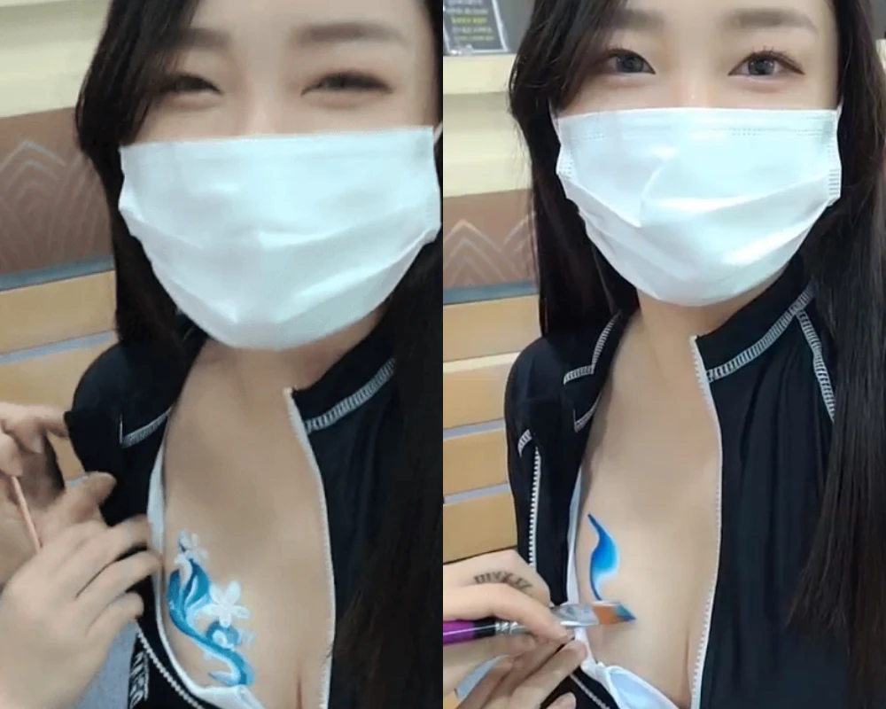 Gái xinh Hàn Quốc táo bạo tự vẽ lên ngực gây xôn xao