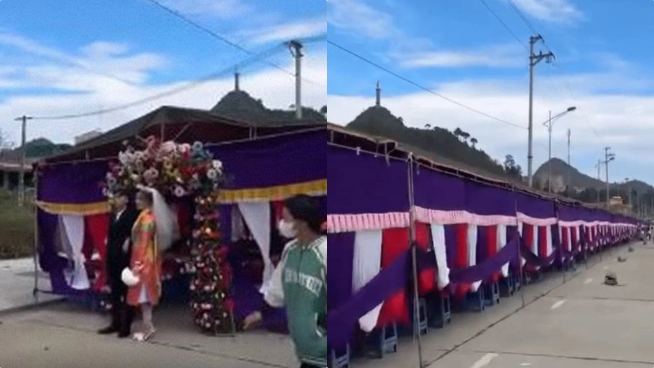 Cận cảnh rạp cưới dài cả cây số, netizen nhìn mà hoang mang