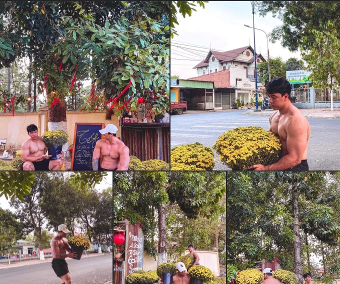 Xuất hiện trai đẹp 6 múi cực phẩm bán hoa phục vụ Tết