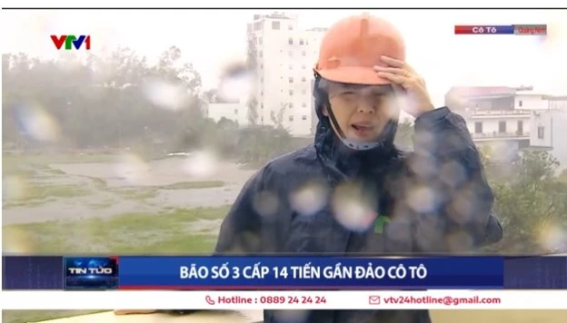 Nữ phóng viên VTV dũng cảm tác nghiệp giữa siêu bão Yagi
