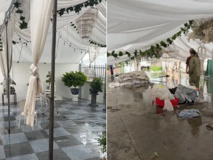 Rạp cưới ở Hải Dương tan hoang vì bão số 3 Yagi quần thảo