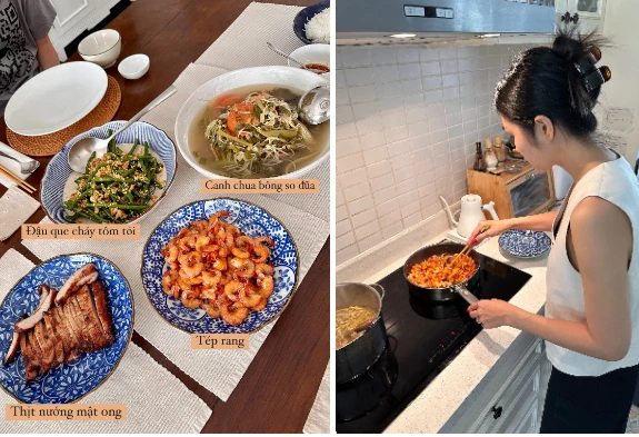 Tăng Thanh Hà tự tay vào bếp đãi bạn, đam bạc nhưng tinh tế