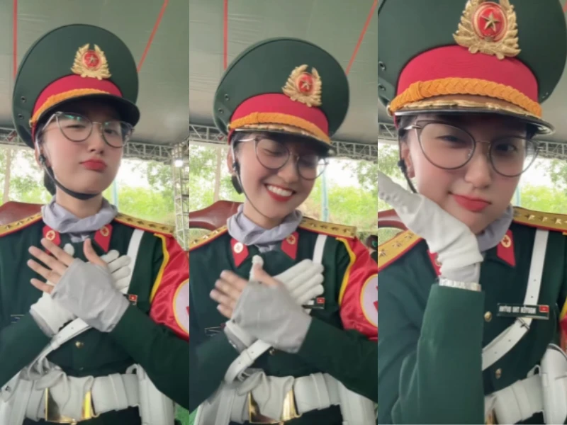Nữ quân nhân tập diễu binh gây sốt bởi nhan sắc chuẩn sao Hàn