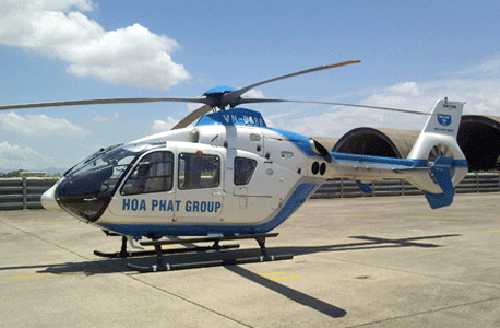 Chiếc trực thăng EC 135P2i của Tập đoàn Hòa Phát. Ảnh: NLd