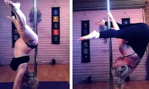 Bà mẹ mang thai 35 tuần vẫn múa cột