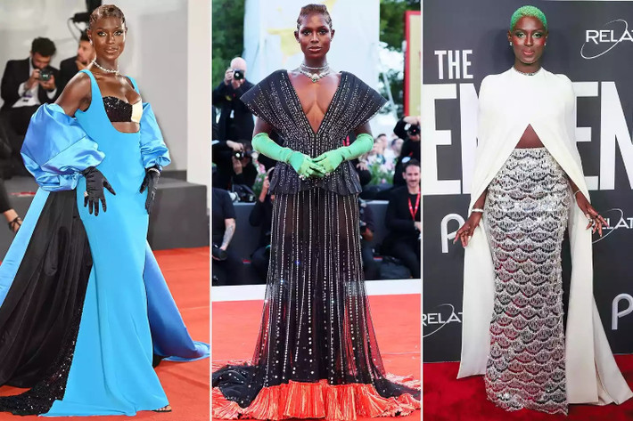 Từ sau vai diễn đột phá trong Queen & Slim, Jodie Turner-Smith liên tiếp gây choáng ngợp với hình ảnh thời trang cầu kỳ, đẳng cấp. Trong số những trang phục đẹp nhất của cô năm nay, gây ấn tượng là bộ váy xanh theo hướng lộ nội y, được phối cùng áo choàng quá khổ và găng tay đen trên thảm đỏ Liên hoan phim Venice.
