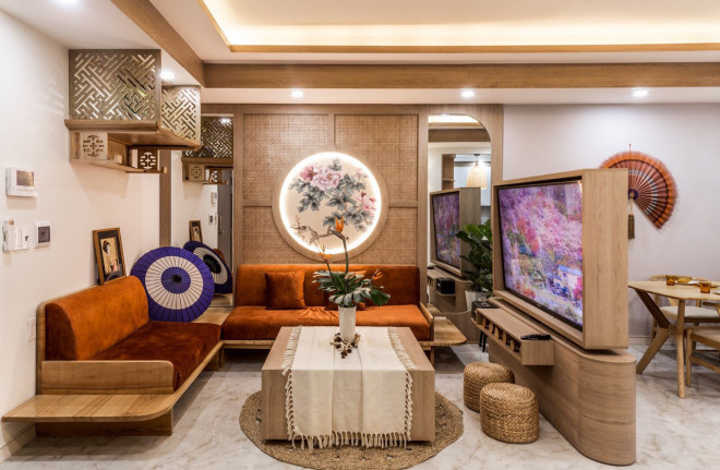 Căn hộ có tổng diện tích 75 m2 bao gồm 1 phòng khách, 1 phòng ngủ, 1 bếp và 1 nhà vệ sinh. Tổng chi phí cho căn hộ khoảng 400 triệu đồng, hoàn thành chỉ trong vòng 1 tháng. Nguồn: https://www.tienphong.vn/dia-oc/can-chung-cu-75m2-dep-cuon-hut-voi-chi-phi-400-trieu-dong-173354...Nguồn: https://www.tienphong.vn/dia-oc/can-chung-cu-75m2-dep-cuon-hut-voi-chi-phi-400-trieu-dong-1733546.tpo