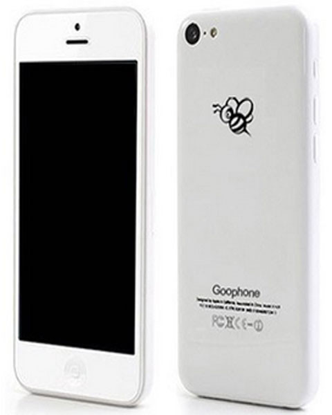 “iPhone 5C” với giá 99 USD. Chiếc điện thoại Goophone i5S đã được trình làng vào tháng 3/2013 với giá 150 USD. Điện thoại được trang bị bộ vi xử lý Media Tek SoC 1Ghz, lõi đôi, RAM 1 Gb, bộ nhớ trong 8 Gb