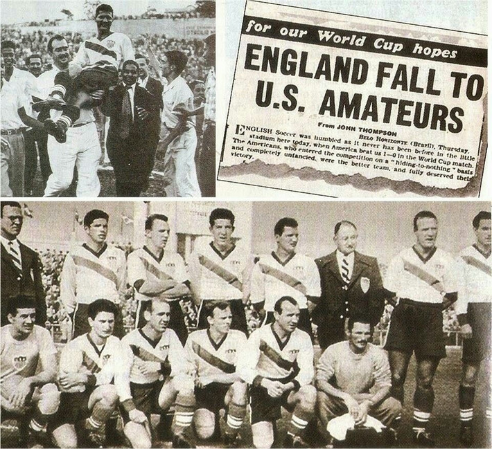 Sau Thế chiến hai, tuyển Anh với dàn sao Alf Ramsey, Tom Finney và Billy Wright là một trong những ứng viên cho chiếc cúp vô địch thế giới. Trong khi đó, tuyển Mỹ tập hợp một nhóm cầu thủ nghiệp dư làm nhiều nghề khác như lái xe, đưa thư hay giáo viên. Tại vòng bảng World Cup 1950 ở Brazil, Mỹ thắng Anh 1-0. "Anh gục ngã trước những kẻ nghiệp dư", một tờ báo xứ sương mù ngày đó giật tít.