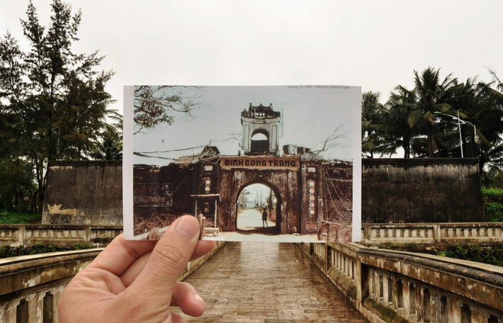 Ảnh chụp thành cổ Quảng Trị năm 1968 và hiện trạng di sản ngày nay.
