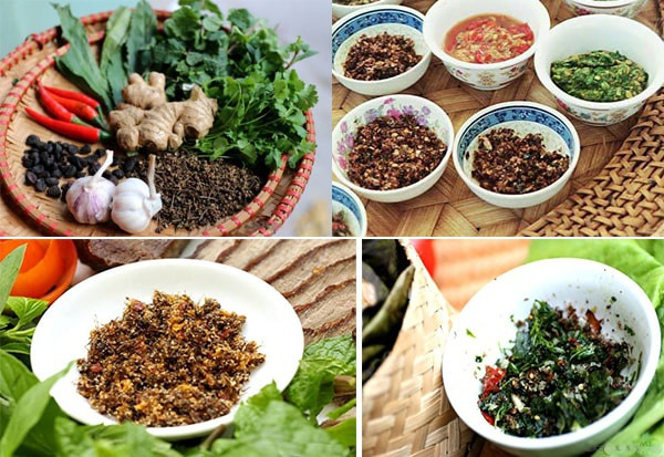 Rau hoa ban, gà đen Tủa Chùa, chẩm chéo là 3 trong số những món ẩm thực đặc sản của người dân Điện Biên thu hút khách du lịch. Trong đó, chẩm chéo là loại gia vị miền Tây Bắc đã đi vào huyền thoại, không thể thiếu trong bữa ăn của người Thái đen, được làm chủ yếu từ quả mắc khén. Ảnh: Tổng cục Du lịch.