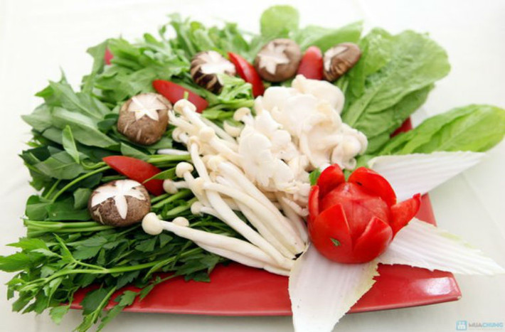 Nên ăn nhiều rau xanh hơn thịt. Do t hời gian ăn lẩu thường lâu, không khí rất thoải mái, nên chúng ta thường ăn nhiều. Bạn nên ăn rau nhiều để hạn chế nạp các loại thực phẩm nhiều khác.