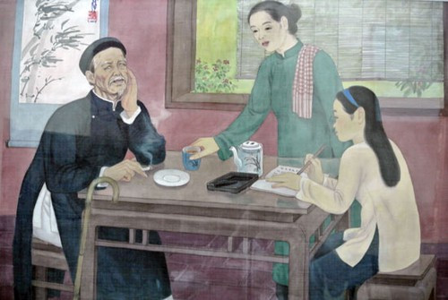 Ngư tiều y thuật vấn đáp (ông Ngư, ông Tiều hỏi đáp về thuật chữa bệnh) là tác phẩm đặc sắc của Nguyễn Đình Chiểu, gồm 3.642 câu, trong đó phần lớn là thơ lục bát, có xen 21 bài thơ và một số bài thơ ca, phú. Đây là truyện thơ dài của Nguyễn Đình Chiểu với 2 nhân vật chính của truyện, Bào Tử Phược và Mộng Thê Triền, vì gặp cảnh mất nước nên đã đi ở ẩn làm ngư (người đánh cá), làm tiều (người đốn củi), sau đó gặp thầy truyền cho y thuật trị bệnh cứu đời. Ngoài dạy nghề làm thuốc chữa bệnh, viết dưới hình thức truyện thơ Nôm, tác giả đã lồng tư tưởng yêu nước vào nội dung y thuật để thức tỉnh dân tộc đang bị thực dân Pháp xâm lược. Ảnh: Hội Nhà văn.