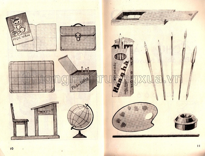 Sách Học vần lớp 1, tập 1 năm 1977 được chia làm 2 phần: Phần âm, chữ cái và vần. Ở những trang đầu tiên, sách liệt kê một số dụng cụ học tập cần thiết như bút, vở, bảng con, phấn viết, nhằm nhắc nhở học sinh chuẩn bị đồ dùng đầy đủ trước khi đến lớp.