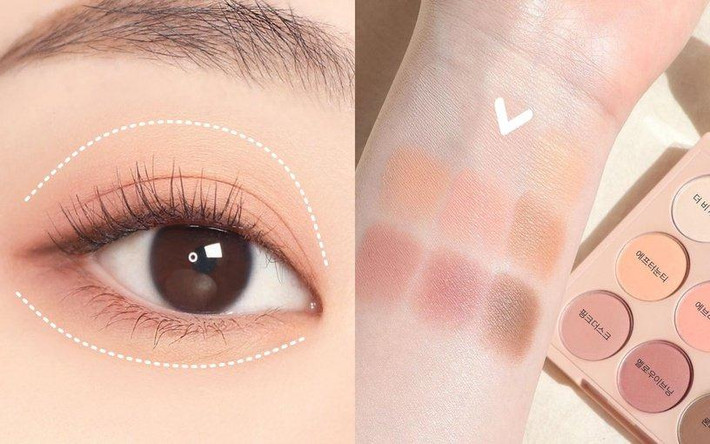 Bước 1: Phấn nền cho mắt Công đoạn đầu tiên của bước trang điểm mắt là điều quan trọng, bạn hãy thoa một lớp phấn mắt màu hồng hoặc san hô lên vùng hốc mắt, sau đó dùng cọ quét nhẹ nhàng lên bầu mắt trên và mí mắt dưới. Lưu ý chọn màu phấn mắt tương đồng với màu da để tạo hiệu ứng cho đôi mắt trong veo, tươi sáng đầy sức sống.