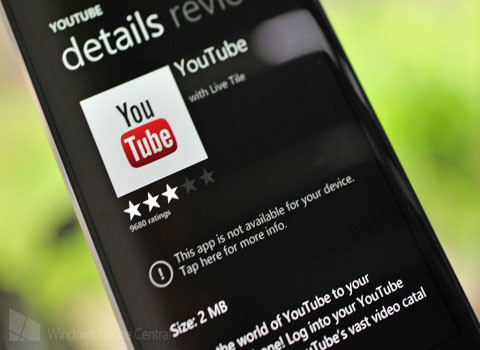 Google cấm ứng dụng YouTube mới trên Windows Phone. 2 ngày trước Microsoft đã tung ra bản cập nhật của ứng dụng YouTube cho Windows Phone. Người ta cho rằng ứng dụng này sẽ nhanh chóng nhận được sự đồng thuận của Google vì đây là sản phẩm của cả 2 công ty. Tuy nhiên, hôm qua, ứng dụng mới đã bị lỗi và Google khẳng định họ lại đóng ứng dụng này.