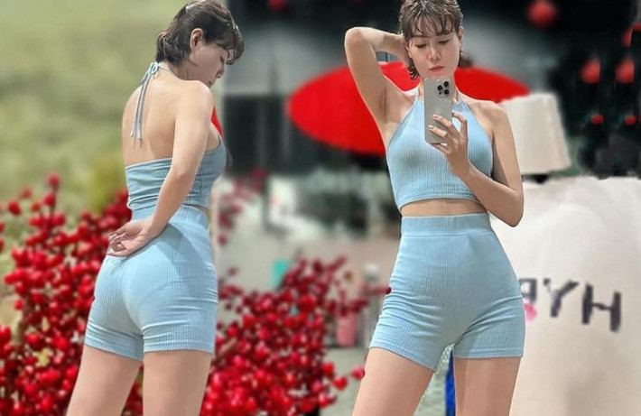 àn da trắng mịn không tỳ vết cũng là điểm cộng lớn của bà mẹ 2 con.