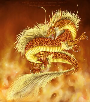 Khi thầy phong thủy phá long mạch đột nhiên cuồng phong nổi lên, sấm chớp đầy trời nên không có cách nào làm tiếp. Trong đám mây mù trời ông ta nhìn thấy rõ một con Kim long đang quay lại nhìn bọn họ rồi bay thẳng lên không trung. Ông ta vội vã dẫn theo đám người đuổi theo để giết nhưng không thể đuổi kịp và cuối cùng thì mất dạng. Ảnh minh họa.