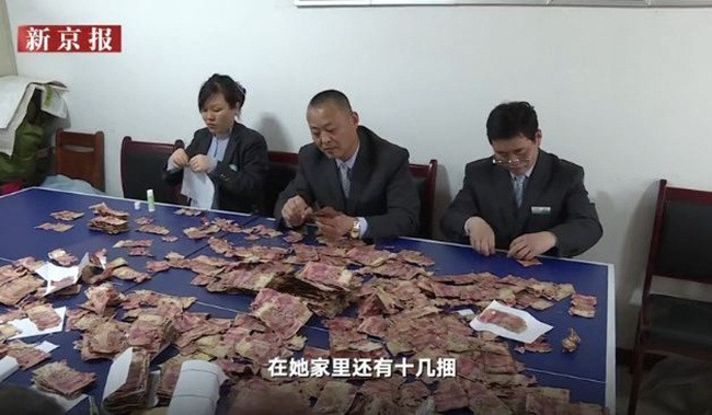 Trong đó có 1/4 số tờ tiền không thể sử dụng được nữa tức khoảng 500.000 nhân dân tệ (~1,6 tỷ đồng).