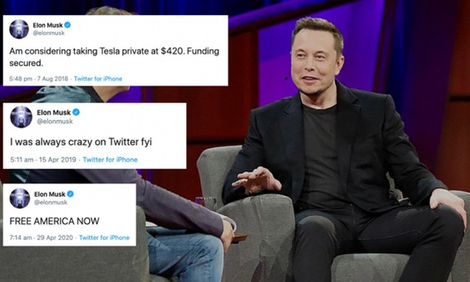 Ngày 7/8/2018, Musk tweet rằng ông đang xem xét việc giữ cổ phiếu Telsa ở mức 420 USD/cổ phiếu để đưa Tesla trở thành công ty tư nhân vào năm này. Ủy ban Chứng khoán Mỹ (SEC) cáo buộc Musk đưa ra "tuyên bố sai lệch và gây hiểu lầm" trong tweet ngày 7/8. Musk phải trả khoản tiền phạt 20 triệu USD và từ chức chủ tịch hội đồng quản trị của Tesla trong 3 năm. Ảnh: The Sun.