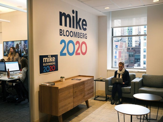 Theo Politico, tỷ phú Bloomberg chi 250.000 USD chỉ để trang hoàng nội thất cho văn phòng tranh cử của ông ở trung tâm thành phố New York. Con số này gấp đôi trị giá tài sản của cựu ứng viên Pete Buttigieg. Ảnh: Getty.