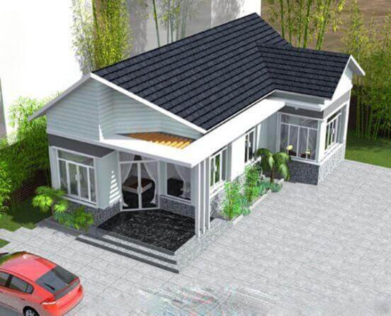 Tông màu xám trắng, nền sảnh chính và các chân tường đều được ốp đá giúp căn nhà trông vững chãi, khỏe khoắn. Hệ cửa sổ bằng kính giúp ngôi nhà đón được nhiều ánh sáng tự nhiên