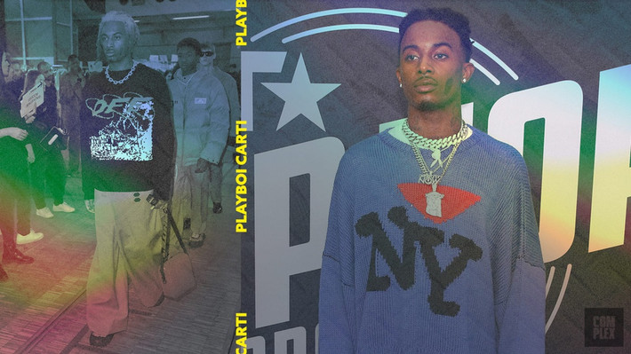 Playboi Carti thường xuyên được Virgil Abloh mời đến catwalk trong show của Off-White và Louis Vuitton trước đây. Phong cách magnum opus của anh đã được đón nhận nồng nhiệt sau khi tung đĩa đơn ăn khách năm 2017 - Magnolia. Ảnh: Complex Original, Getty.