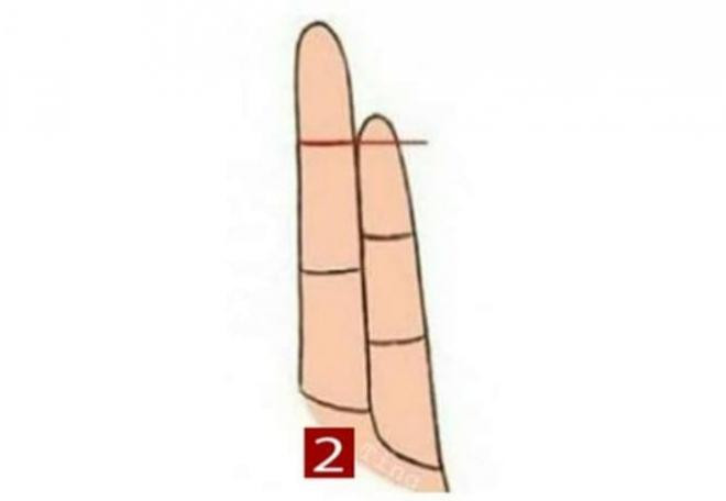 2. Ngón út của bạn vượt ra trên đốt ngón tay đầu tiên của ngón đeo nhẫn. Bạn là người có kỹ năng giao tiếp mạnh mẽ, tính cách bộc trực, luôn vui vẻ, phóng khoáng trong việc bộc lộ cảm xúc nhưng đôi khi sự tốt bụng và bạn có thể bị một số người hiểu nhầm.