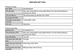 Tân Thành: Chỉ duy nhất một đơn vị tham gia gói thầu công nghệ 1,7 tỷ đồng 