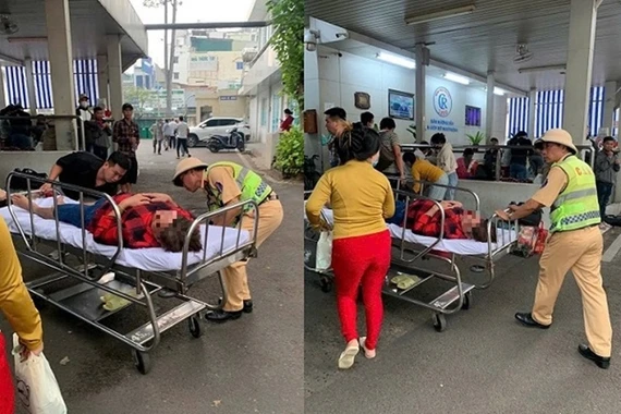 CSGT mở đường đưa bệnh nhân tim nguy kịch đến bệnh viện cấp cứu