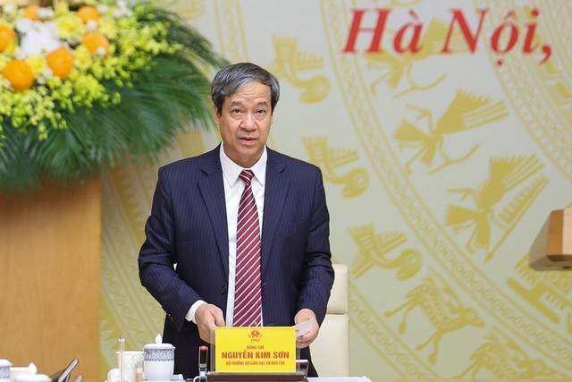 Bộ trưởng Bộ Giáo dục và Đào tạo Nguyễn Kim Sơn cho biết toàn ngành giáo dục hoàn thành kế hoạch năm học 2024-2025 với nhiều kết quả tích cực - Ảnh: VGP/Nhật Bắc 22222.jpg