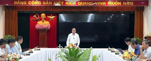 Phó Bí thư Tỉnh ủy, Chủ tịch UBND tỉnh Đồng Nai Võ Tấn Đức phát biểu tại buổi làm việc. (Ảnh: Phạm Tùng) 2-7756.jpg