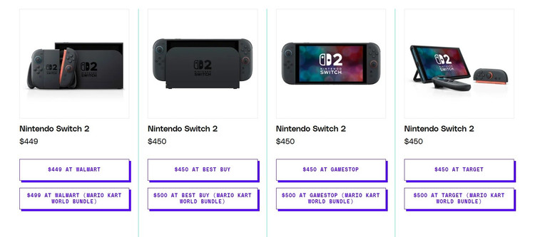 2025년 6월 5일에 Nintendo Switch 2를 판매한다는 것을 확인한 온라인 판매 사이트가 4개 있습니다. nitendo.jpg