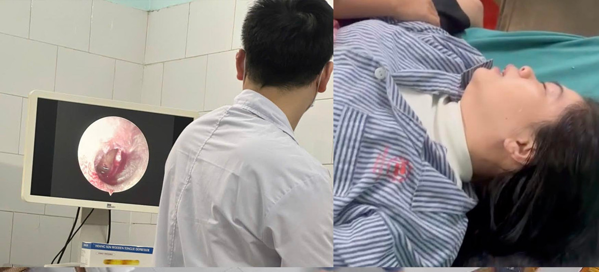 Chị M đang điều trị tại bệnh viện trong trạng thái hoảng loạn, nhiều tổn thương vùng đầu. Ảnh: Người nhà nạn nhân cung cấp.